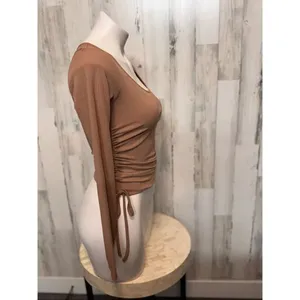Brown Long Sleeve Ruched Side Top – Size M Size M thumbnail 8