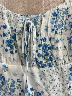 Floral Sleeveless Corset Front Tie Midi Dress Large thumbnail 9