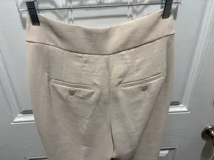 Express Women's Beige High Rise Ankle Trousers with Button Pockets Size 2R thumbnail 6