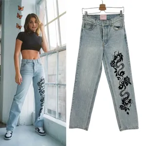Revice Denim Super 80's 1984 Dragon‎ Graphic Print Jeans Light Wash Blue Size 25 thumbnail 2