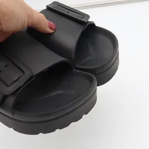 Unbranded Sandals Womens 6 Slide Platform Black Buckle Lightweight Excellent thumbnail 5