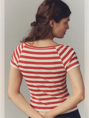 Anthropologie Maeve Embroidered Flowers Scoop Neck Tee XS NWT‎ thumbnail 3