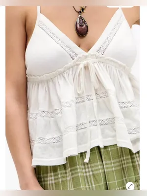 Urban Outfitters Kimchi Blue Nia BabyDoll Top size Medium color Ivory NWT thumbnail 2