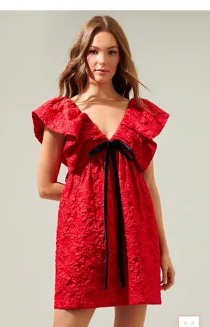 Sugarlips Arielle Jacquard Mini Babydoll Dress Black thumbnail 3