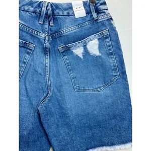Good American Denim Shorts Womens 4/27 Blue Raw Hem Distressed GNIC0235T thumbnail 12