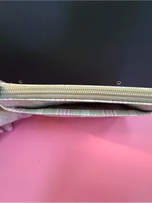 Coach Beige Stripe Wristlet with Pink Accents thumbnail 6