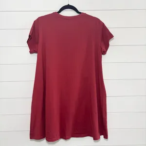 Uniqlo Short Sleeve Tunic Cotton Dress‎ With pockets - Brick Red size L thumbnail 3