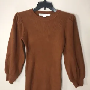 Hyfve brown puffer sleeves sweater dress size large ladies cute‎ modest thumbnail 3