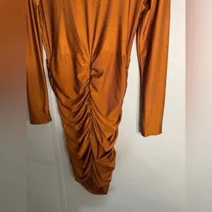 SHEIN Brown Ruched Bodycon Dress Cowl Neck Sleeveless thumbnail 5
