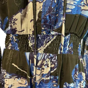 Pinch NWT Maxi Dress S LG Tiered Ruffled Lined Women's Peasant Sleeve Butterfly thumbnail 3