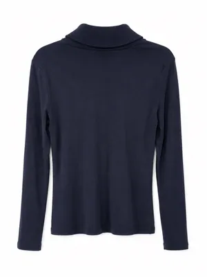 Lauren Ralph Lauren Women’s Petite P/L Navy Blue 100% Cotton Shawl Collar Top thumbnail 3