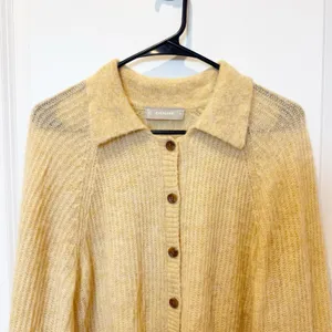 Everlane Womens Alpaca Knit Collared Cardigan XL Quiet Luxury Academia Preppy thumbnail 2