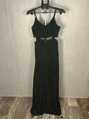 Black Cutout Maxi Dress with Spaghetti Straps Size 6 thumbnail 3
