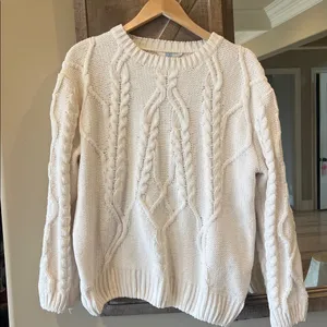 Cozy Cream Chenille Cable Knit Sweater thumbnail 2