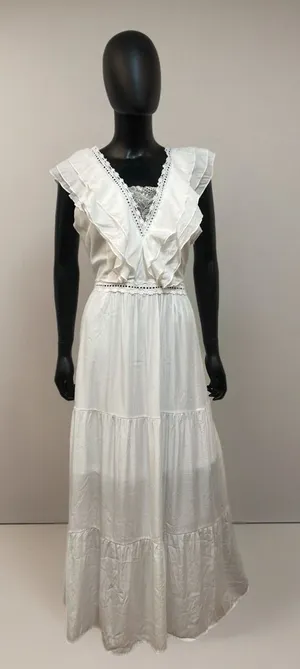 SHEIN White Lace Contrast Maxi Dress‎ Size M thumbnail 1