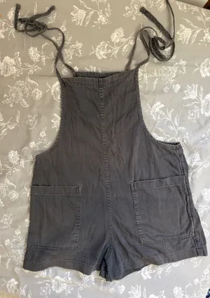 Aerie Charcoal tie up romper thumbnail 1
