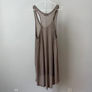 REVIR Linen Relaxed Boho Beachy Slouchy High Low Racerback Tank Dress S/M Taupe thumbnail 3