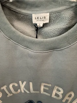 LE LIS Pickleball Graphic Fleece Sweatshirt Blue Oversized NWT Large thumbnail 4