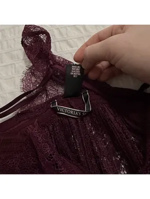Victoria’s Secret Burgundy Plum Babydoll Slip Lingerie Sheer Lace Sz M Medium thumbnail 8