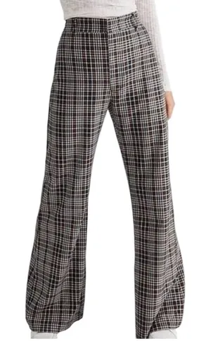 Free People Women's Plaid Wide Leg High Rise Trouser Pants Size 6 Boho Preppy‎ thumbnail 1
