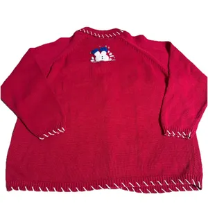 Women's L / XL Snowman Winter Ugly Christmas Cardigan Sweater‎ Knit thumbnail 6