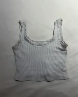 Urban Outfitters White Ribbed Knit Cropped Tank Top thumbnail 2