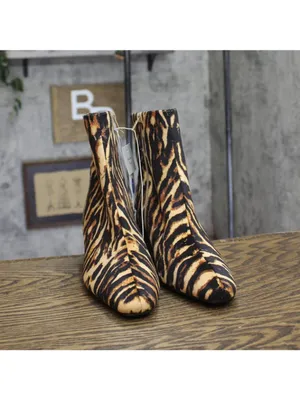 NWT A New Day Womens Tigris Boots Ankle Block Heel 94568626 Tiger Print Brown 7M thumbnail 4