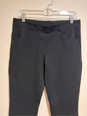 Quince Ultra-Stretch Ponte Straight Leg 4-Pocket Pull-On Pants Black Size Large thumbnail 8