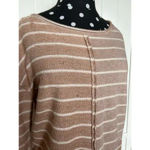 Anthropologie Womens Sweatshirt‎ Size XS Devin Textured Striped Tan Cream thumbnail 10