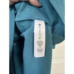 Athleta Pique Short Sleeve Polo Women 1X‎ Teal Blue Button Neck Athletic Top thumbnail 5