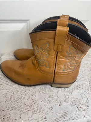 Dingo Willie antique tan leather western cowgirl boots sz 9.5 thumbnail 5