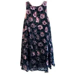 LOFT Iced Floral Velvet Swing Dress Black‎ Silver Red Women's Size Medium thumbnail 5