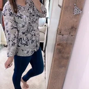 Victorias Secret blue floral silk top size large thumbnail 3