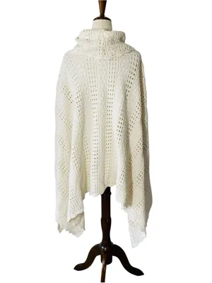 VINTAGE ETC. Crochet Cowl Neck Poncho thumbnail 5