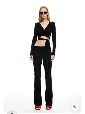 LIONESS Black Wrap Crop Top thumbnail 2