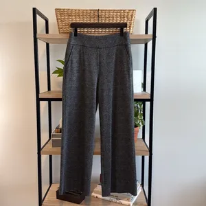 CAbi #3740 Bond High-Rise Gray Plaid Wide Leg Dress Pant Trouser, 8 thumbnail 2