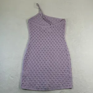 For Love &‎ Lemons Purple One Shoulder Pointelle Knit Mini Dress Small NWT thumbnail 8
