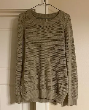 Tan Crew Neck Sweater with Relaxed Fit thumbnail 1