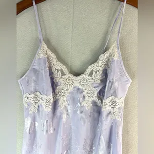 Sensors M Maxi Lace Trim Slip Gown Lavender Floral Chemise thumbnail 3
