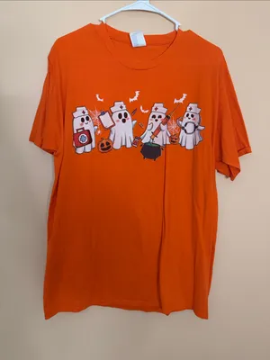 Orange Halloween Nurse Ghost Graphic Tee - Women's Short Sleeve thumbnail 1