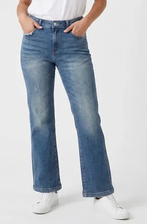 Flamingals Jeans Womens S Straight Leg Blue Distressed Medium Wash Excellent thumbnail 1