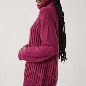 Free People Big City Turtleneck Sweater In Mulberry‎ Garnet Size Medium NWT thumbnail 2