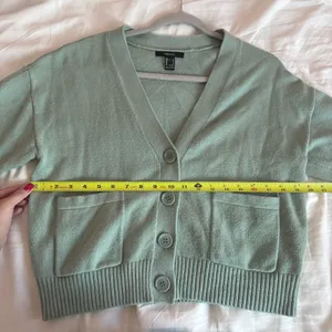 Forever 21 Sage Green V-Neck Button Cardigan Sweater Size Small thumbnail 7