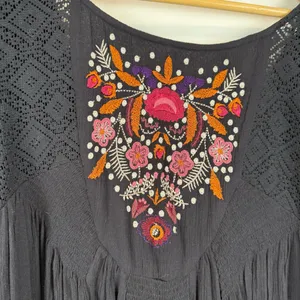 Free People Mohave Embroidered Mini Dress Women's Size Medium Black thumbnail 5