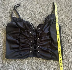 Cider Satin Lace-Up Corset Top thumbnail 9
