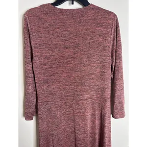Anne Klein Space Dye Knot Front Midi Dress V-Neck 3/4 Sleeve Pink Combo L thumbnail 6