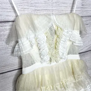 BCBGMAXAZRIA Owen Feather-Trim Ruffled Strapless Dress Size Small Cream White thumbnail 8