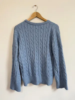 Cotton On Blue Cable Knit Crewneck Sweater Jumper Size Medium Box Fit thumbnail 6