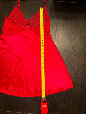 Victoria's Secret Negligee Satin Chemise Nightgown Red Lace Trim Bodice thumbnail 7