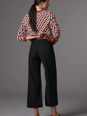 Anthropologie Maeve Colette Crop Black High-Rise Wide Leg Magic Fabric Pants 28P thumbnail 2